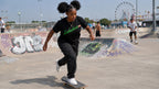 GETTY GREEN worn by model skating